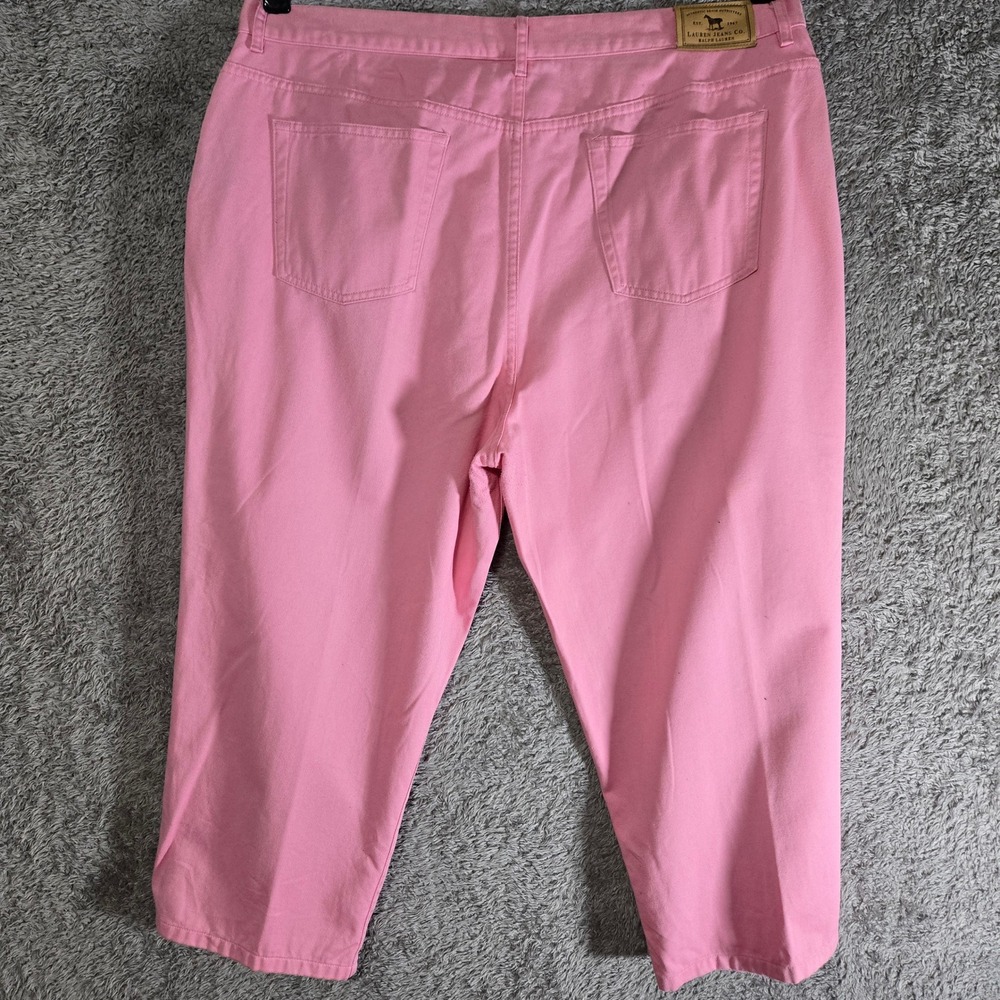 Lauren Ralph Lauren Pink Denim Capri Pants Womens 16 Classic 5-Pocket Cropped - Picture 7 of 8